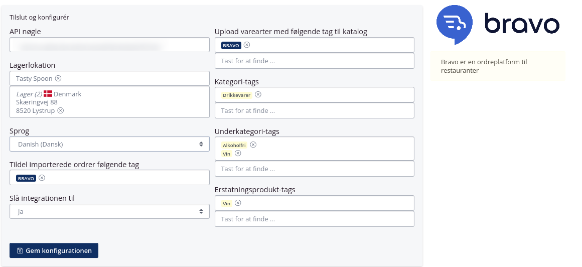 bravo - tilslut og konfigurer