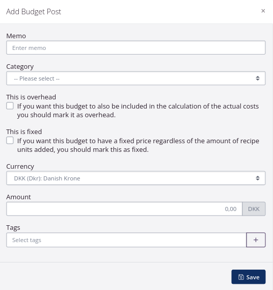 Ajouter une publication budgétaire