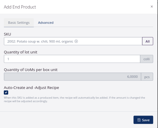 Ajouter un produit final