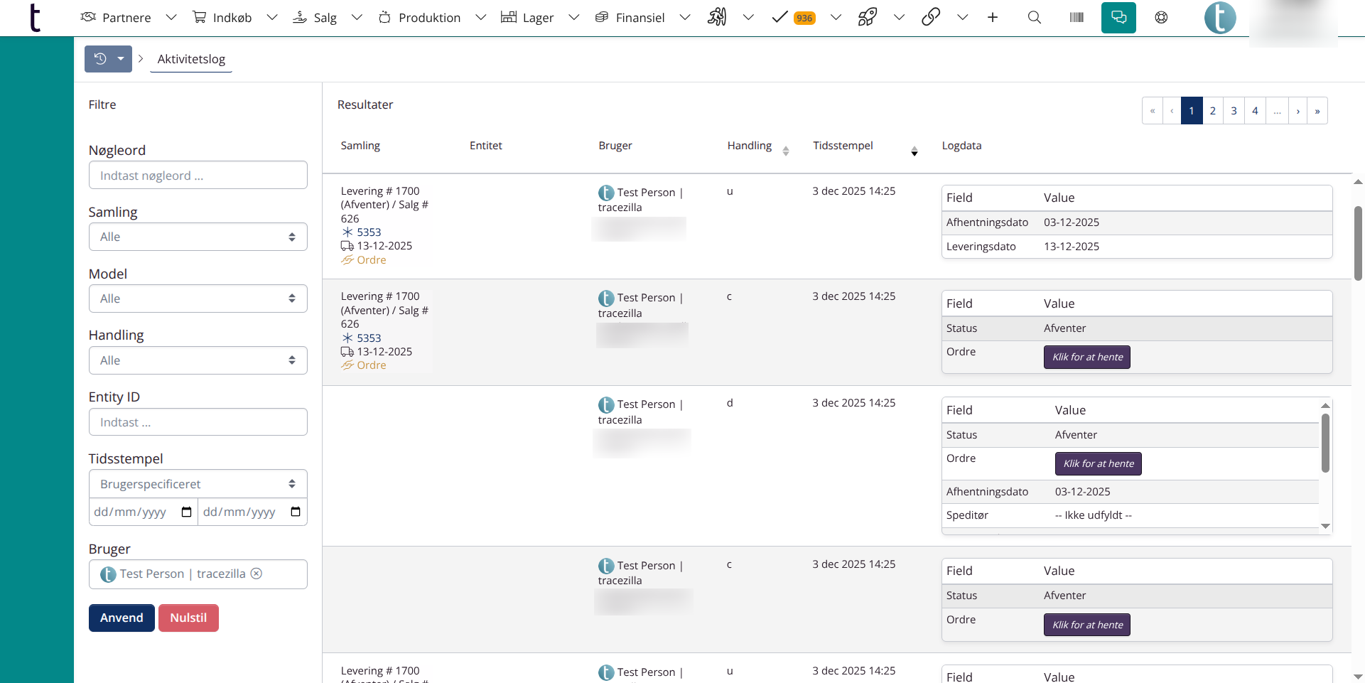 Forbedret aktivitetslog