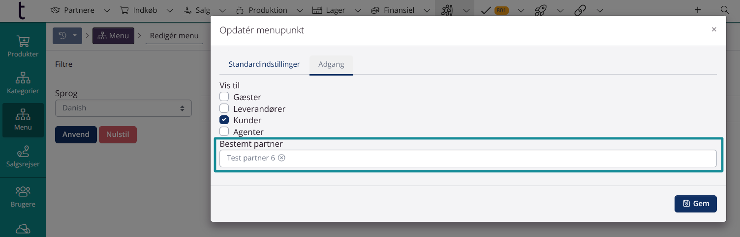Adgangsbegrænsning på partnerniveau
