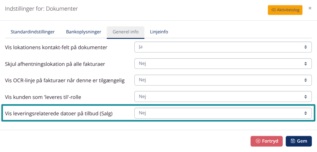 Skjul leveringsrelaterede datoer på tilbud