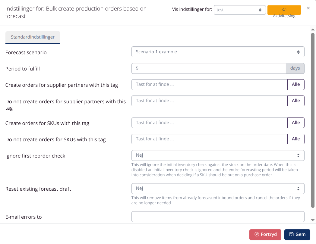 Kørsel: Indstillinger