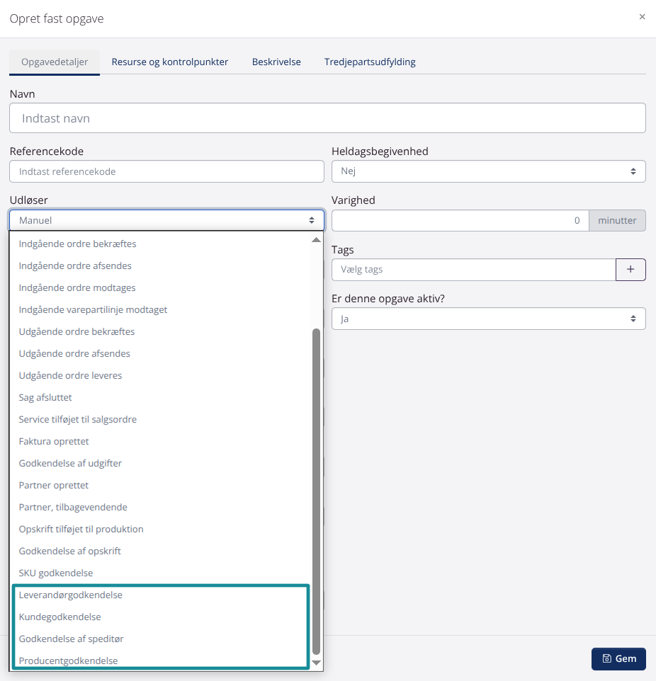 Opgave til godkendelse
