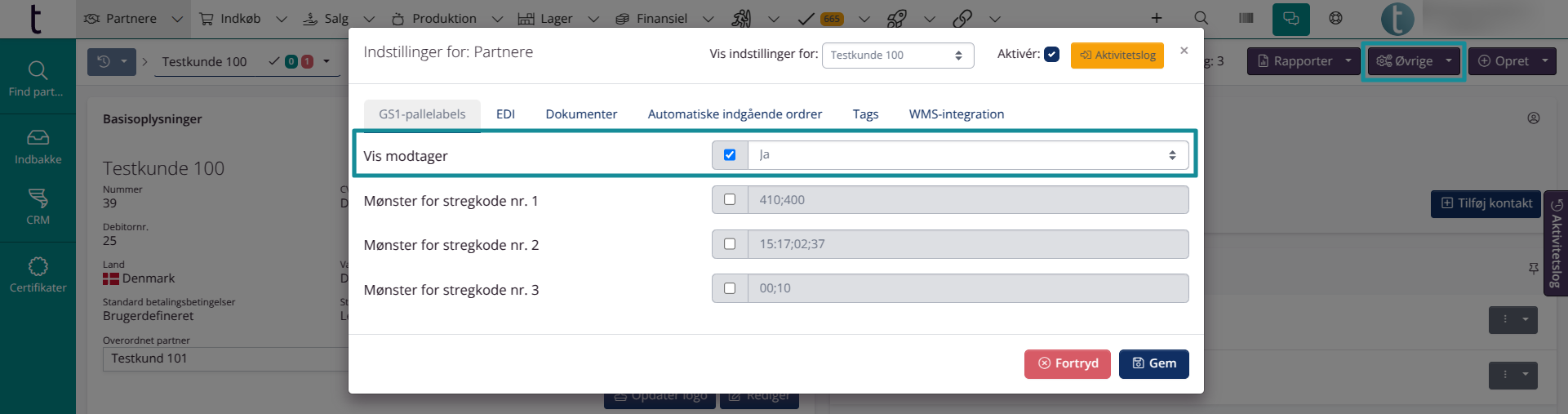 GS1 pallelabels: Vis modtager