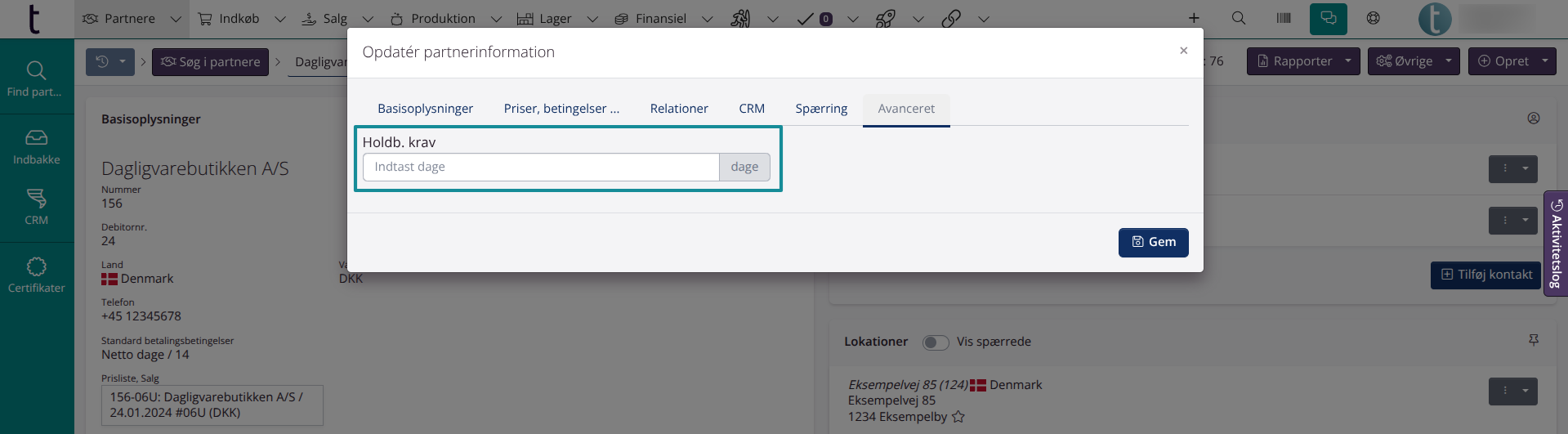 Holdbarhedskrav på partnerniveau