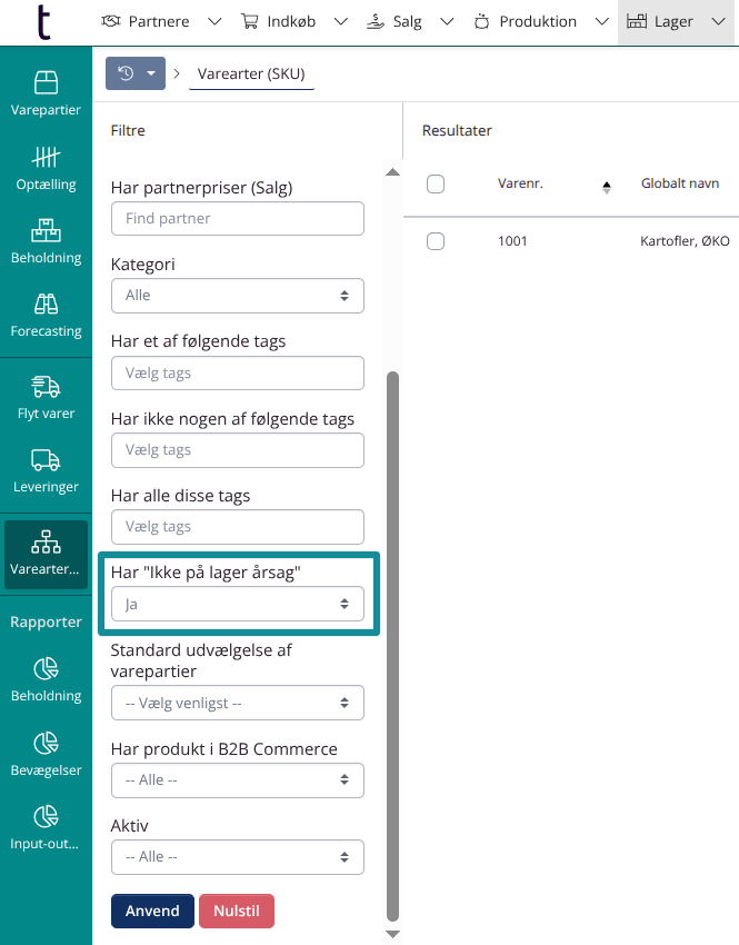 Ikke på lager: Filter