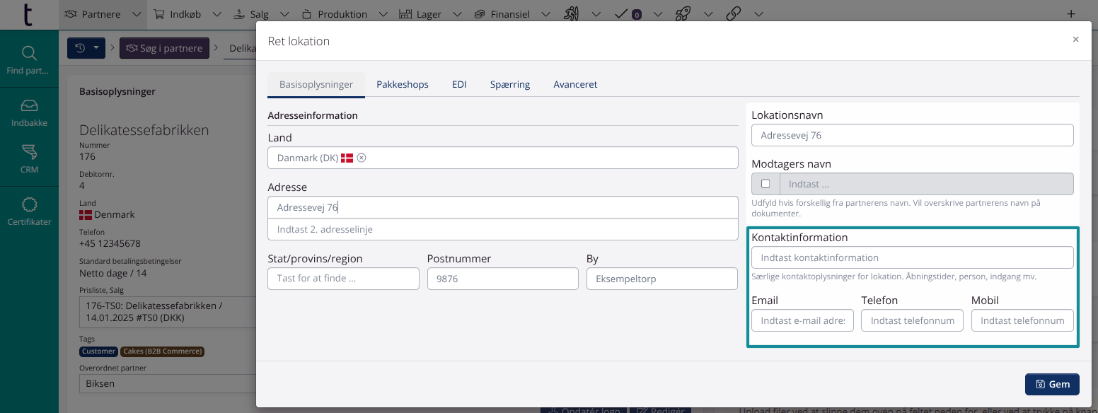 Kontaktuppgifter till lokationer