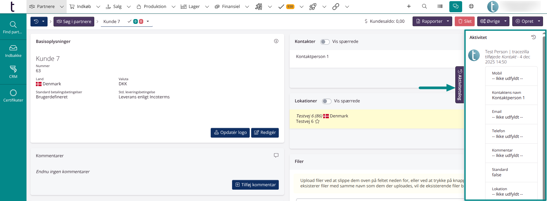 Modelbaseret aktivitetslog