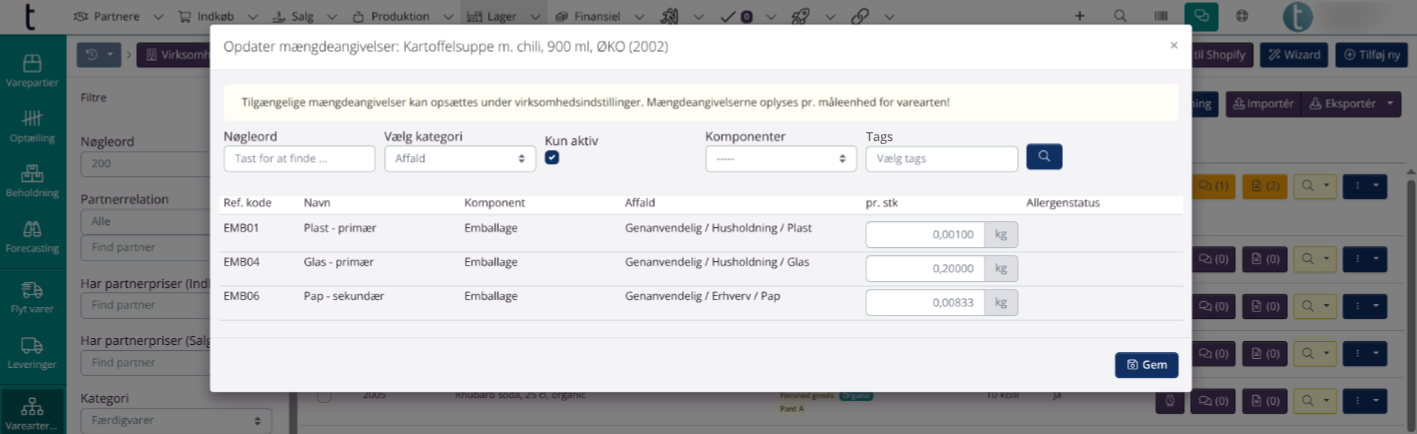 Mængdeangivelser: Filtre