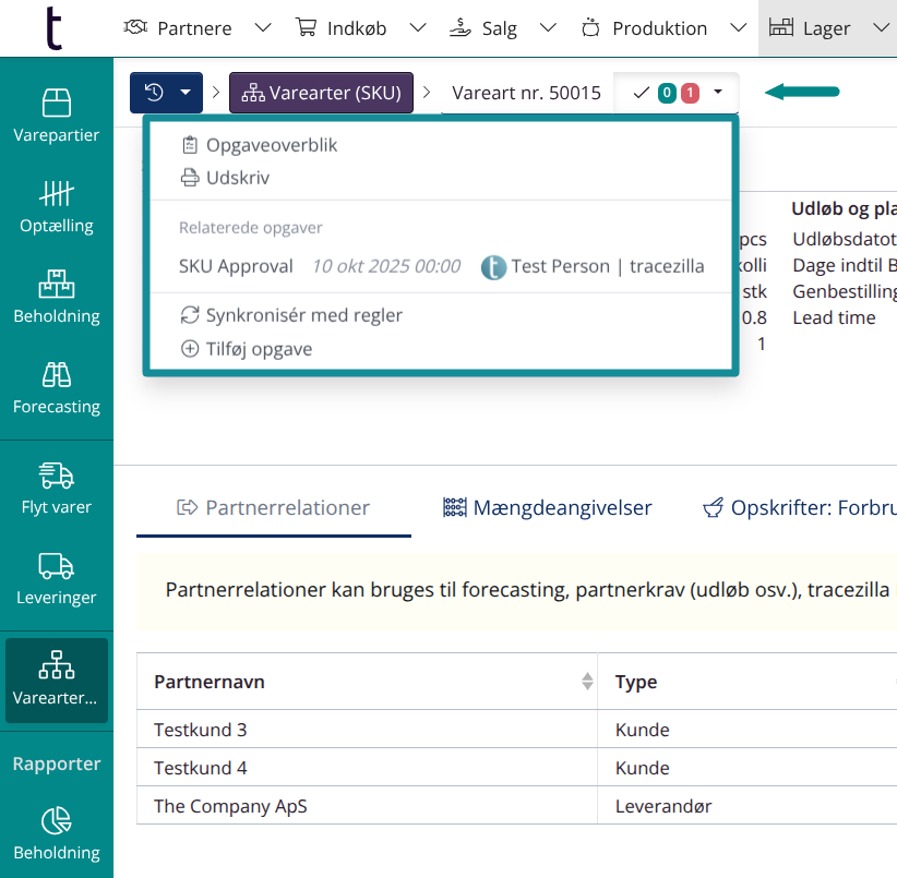 Ny SKU-side: Opgaver