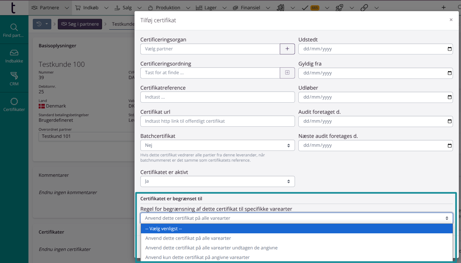 Nye indstillinger for partnercertifikater