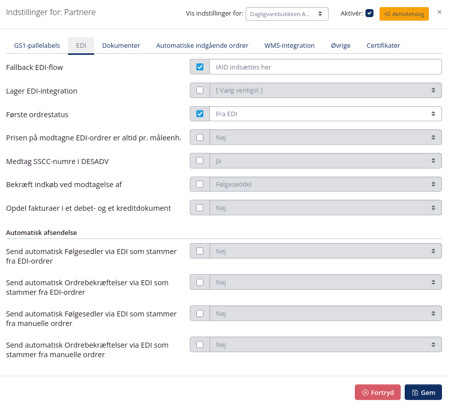Partnerindstillinger-EDI