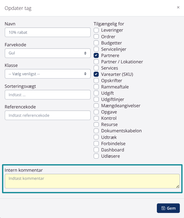 Kommentarer till taggar