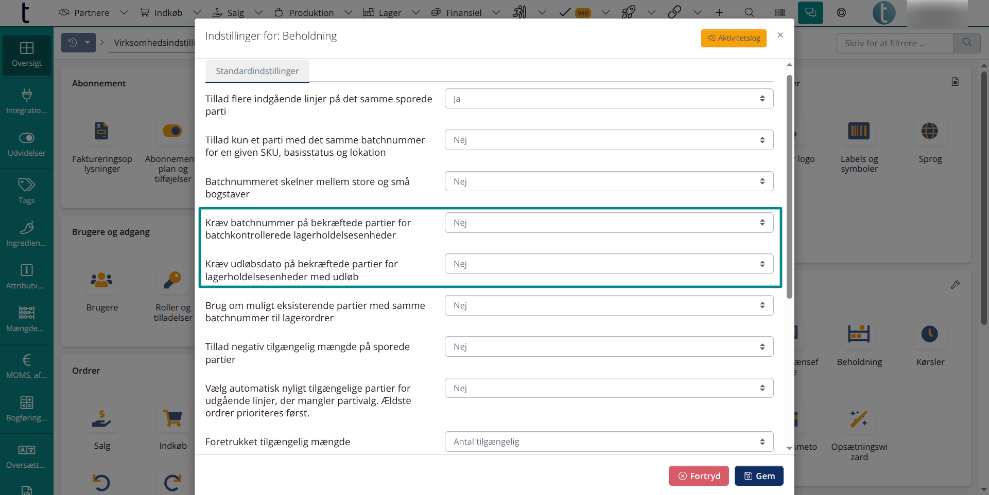 Kræv batch nr og udløbsdato