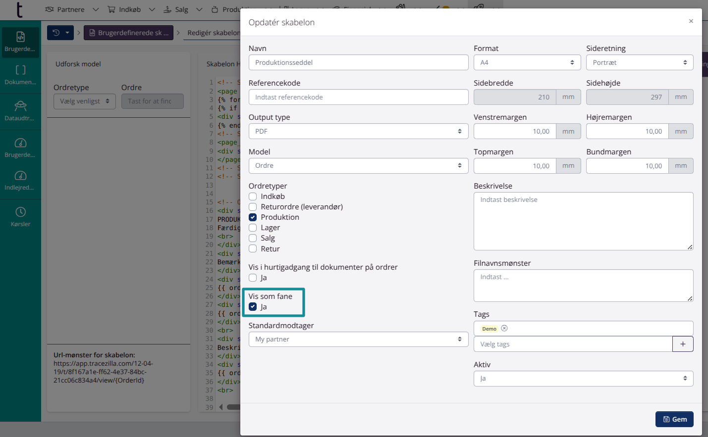 Egne faner til ordrer