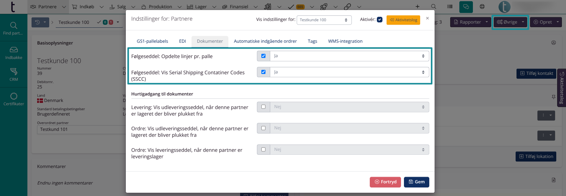 Følgeseddel: Vis SSCC
