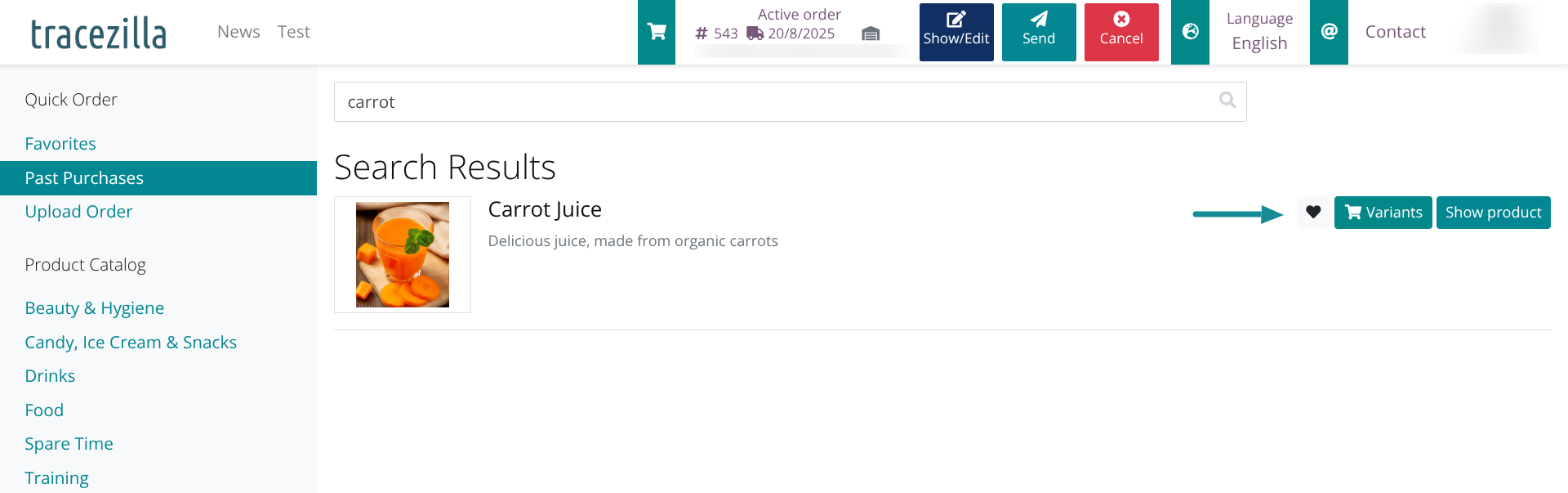 Add favorites from search