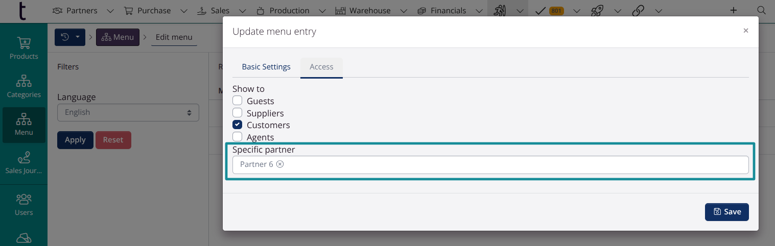 Access Restriction on Partner Level