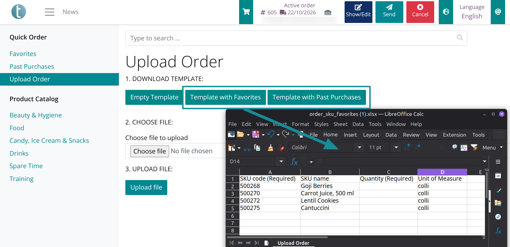 Upload order: Templates
