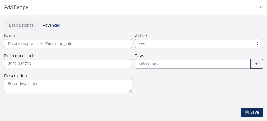 Créer un en-tête de recette