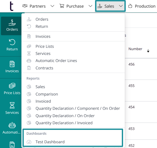 Example: own menu items