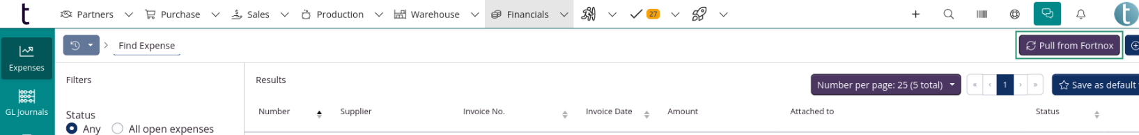 Fetch expenses from Fortnox