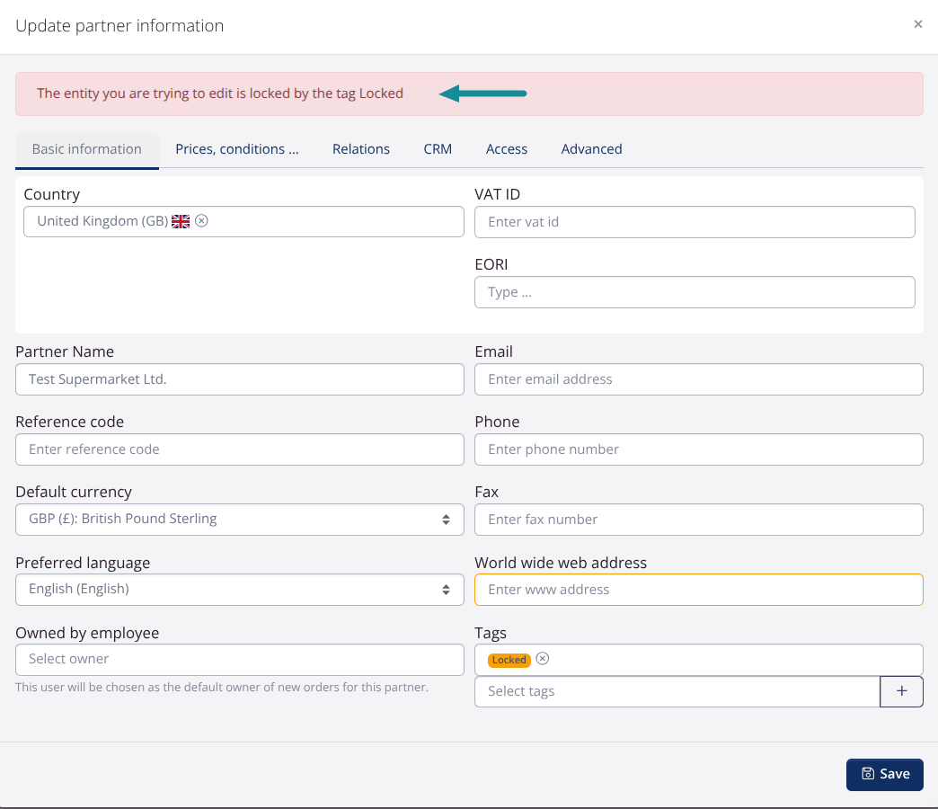 Message: Locked entity