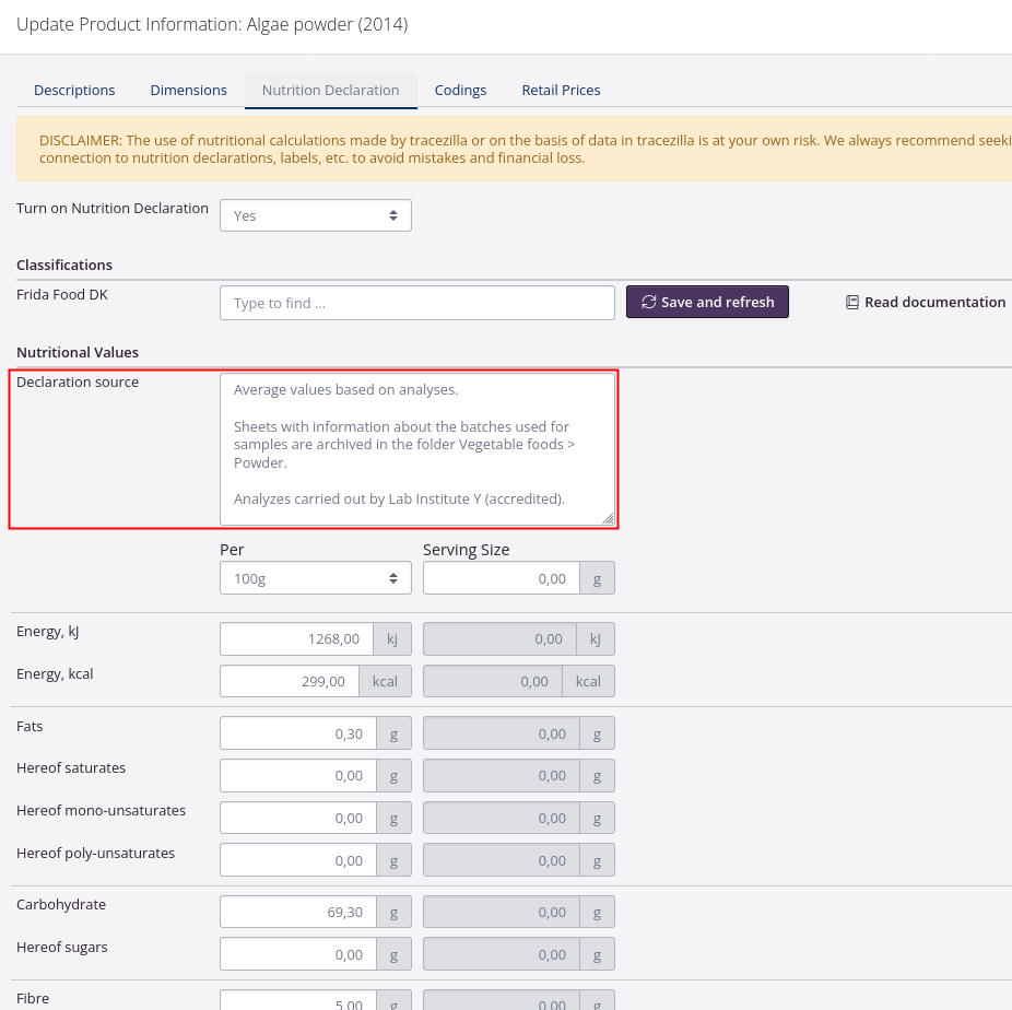 Deklarationskälla på artikel