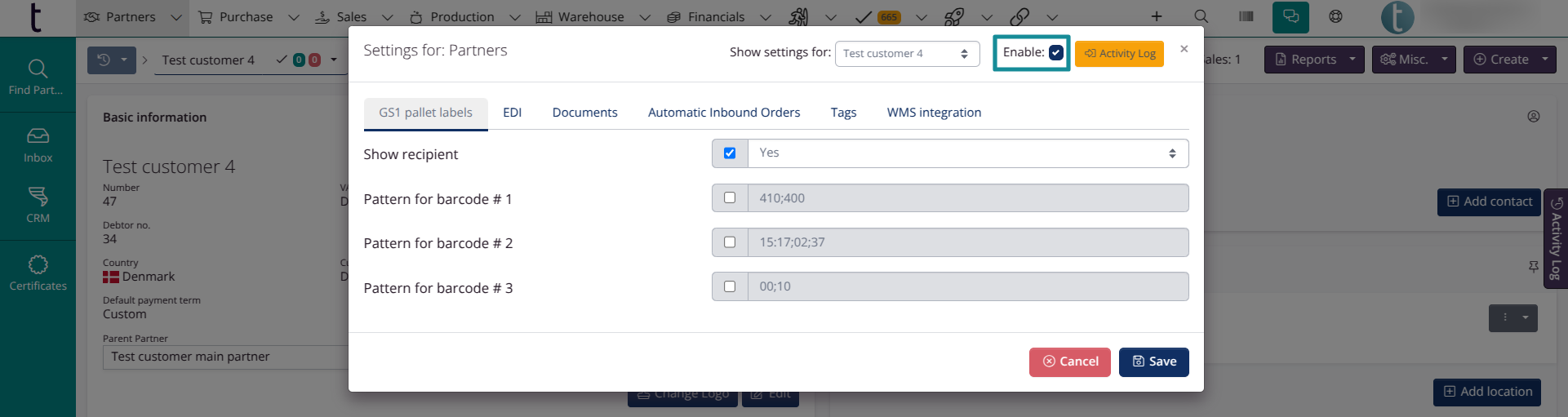 Enable advanced partner settings