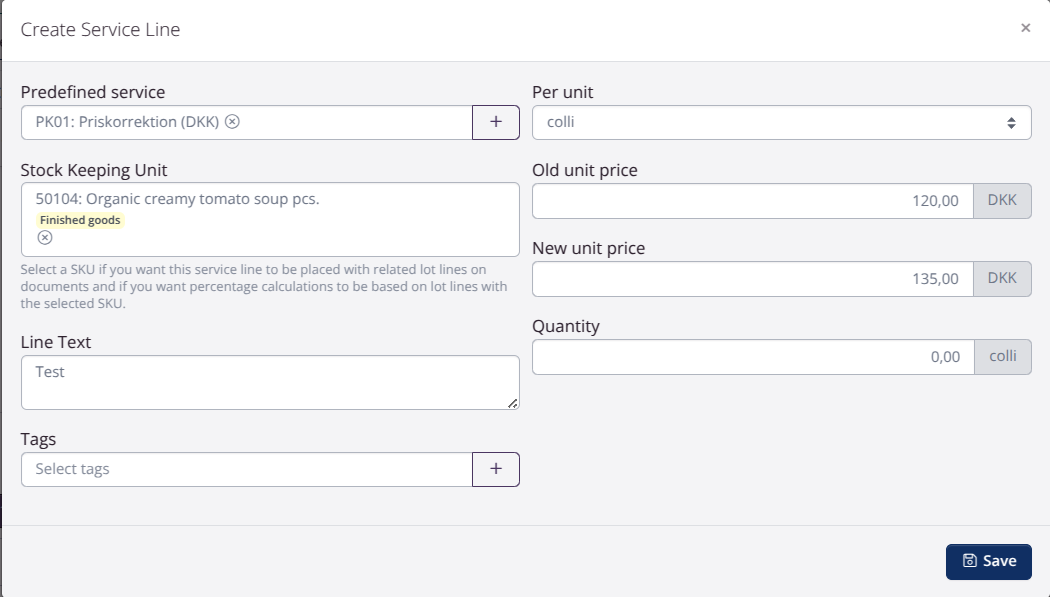 Create price correction: Step 2