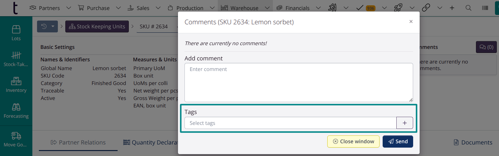 Comments on SKUs: Tags