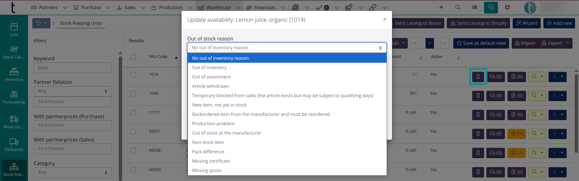 Update availability status