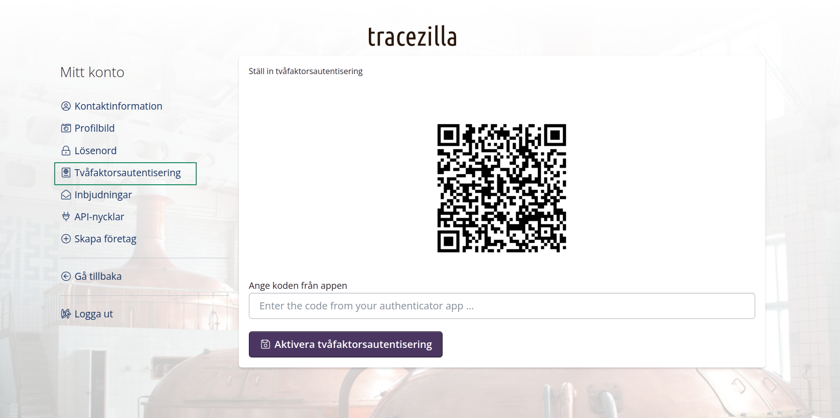 Aktivera tvåfaktorsautentisering