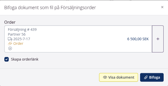 Bifoga filer till andra ordrar: Steg 2