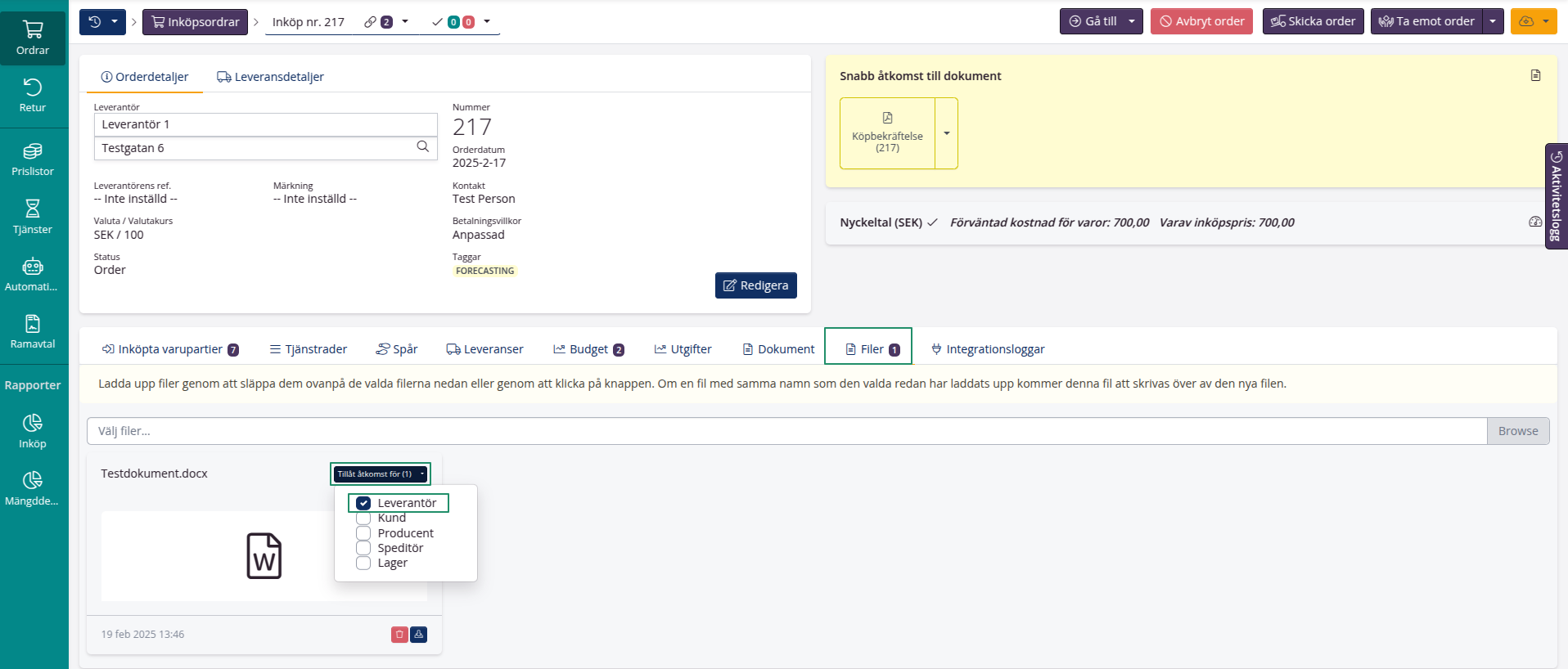 Lägg till filer till inköp