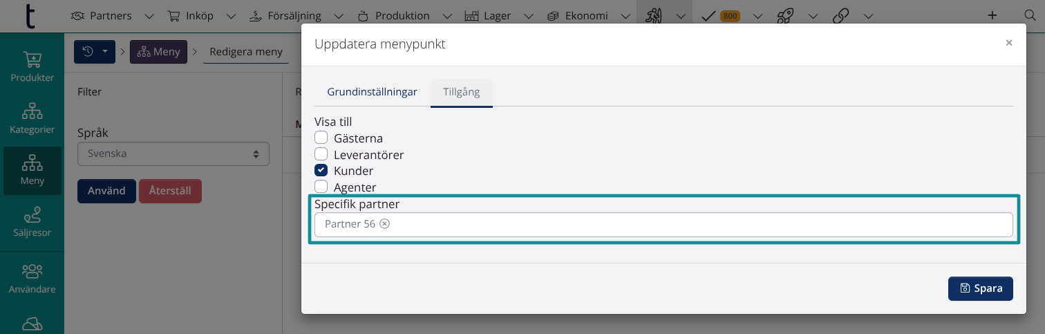Åtkomstbegräsning på partnernivå