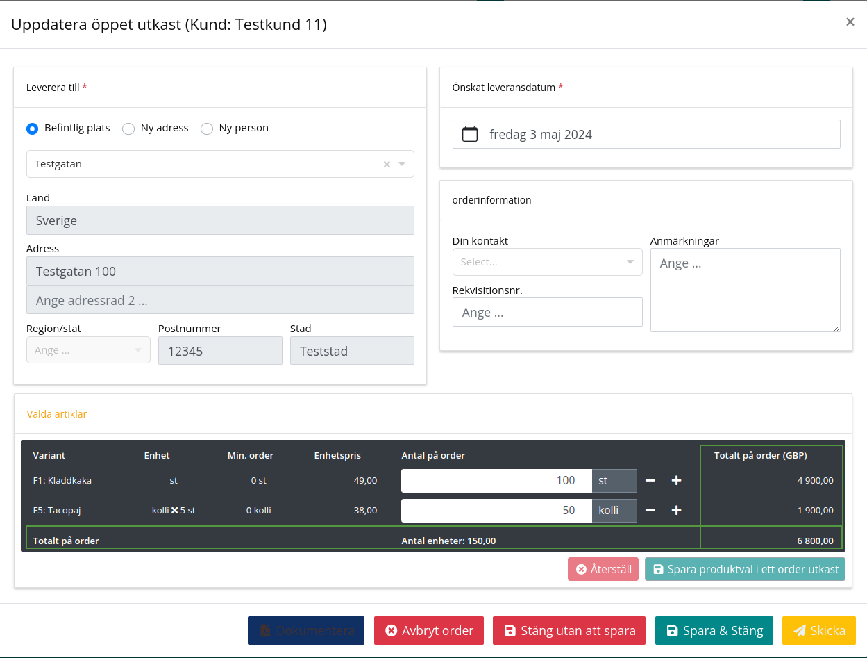 B2B Commerce: Ordertotaler