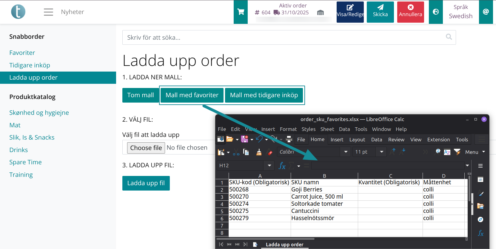 Upload order: Mallar