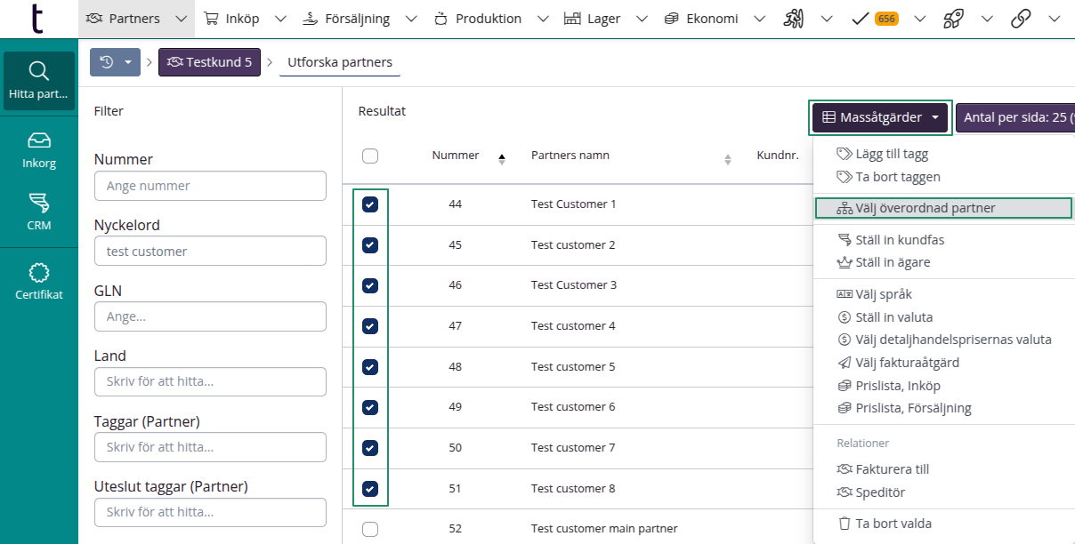 Partnerinställningar > Överordnad partner