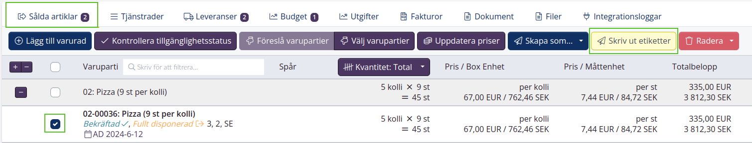 Skapa kollietiketter i tracezilla