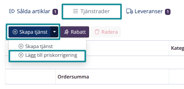 Skapa priskorrigering