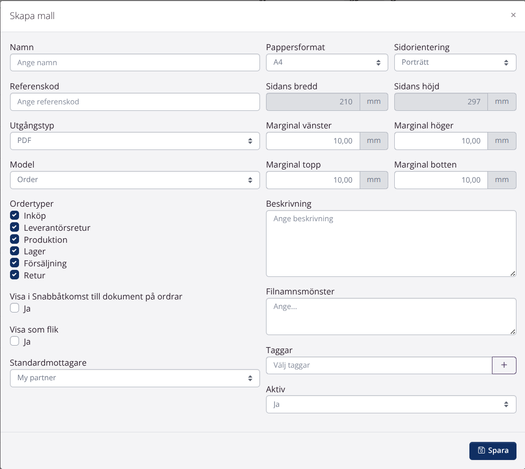 Anpassade mallar: Grundläggande info