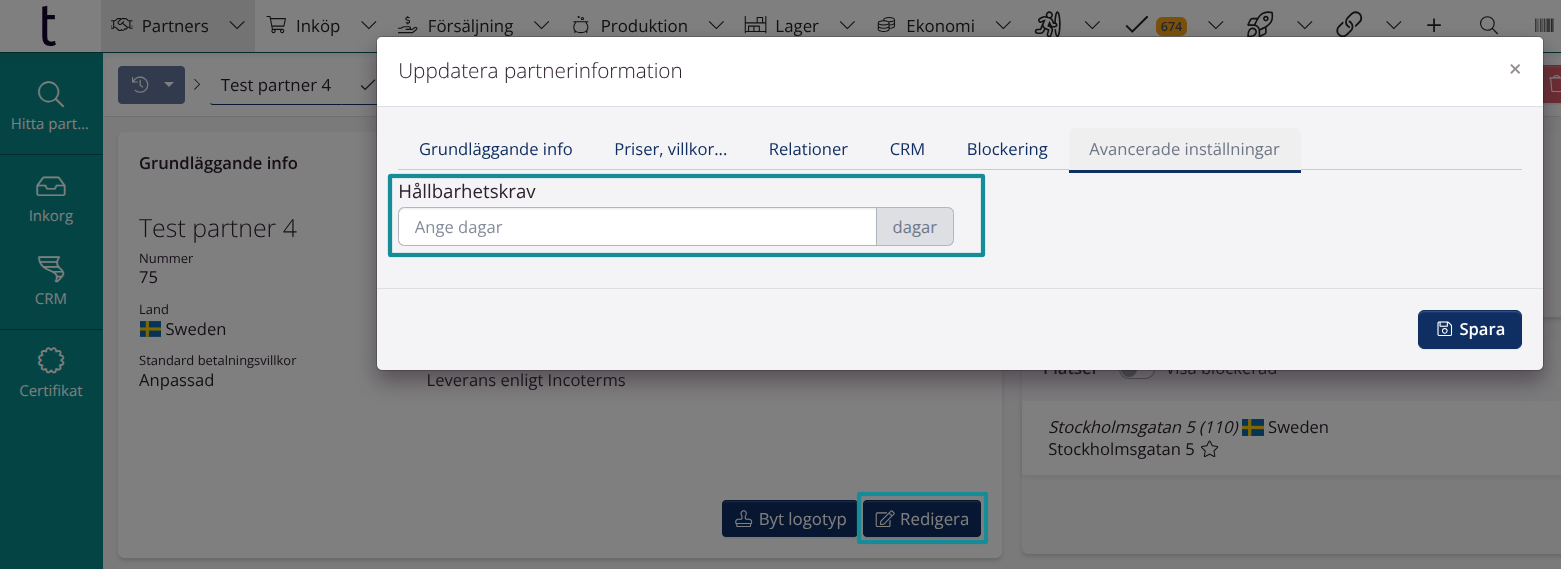 Hållbarhetskrav på partnernivå
