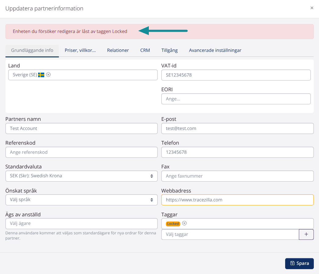 Meddelande: Låst enhet