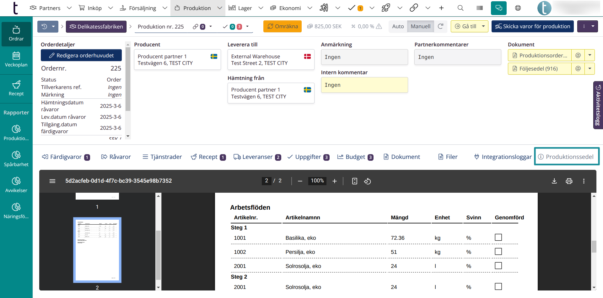 Egna flikar till ordrar: Exempel