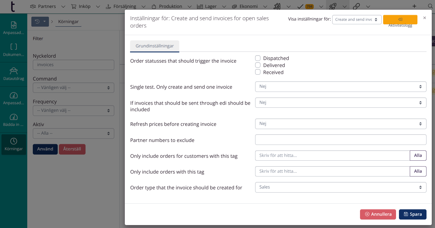 Körning: Autofakturering