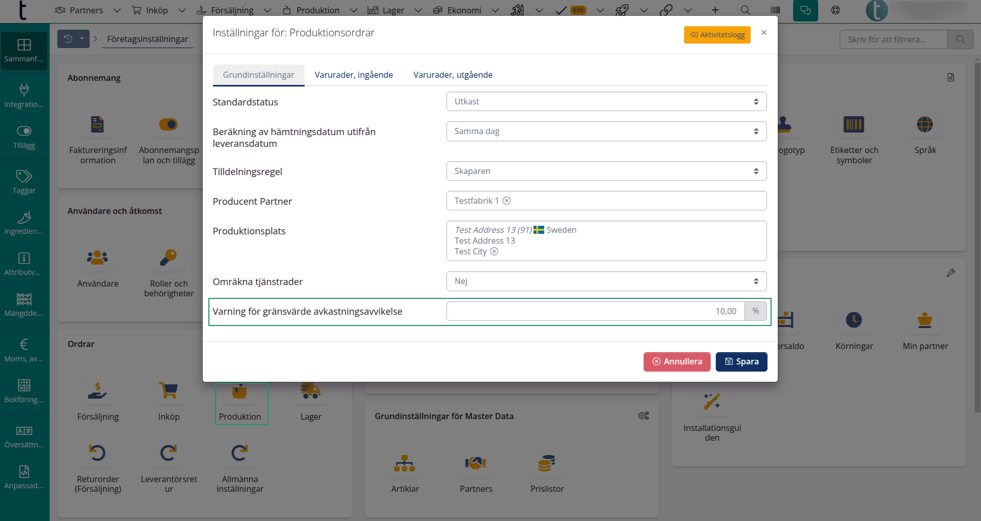Gränsvärde för avkastningsavvikelse