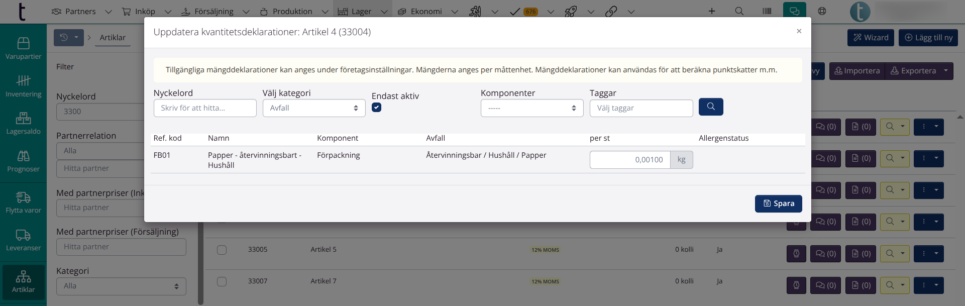 Mängddeklarationer: Nya filter