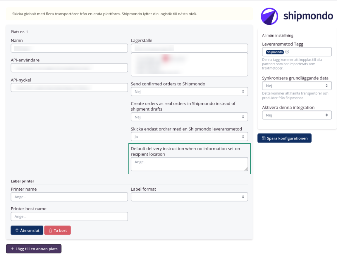 Shipmondo leveransinformation